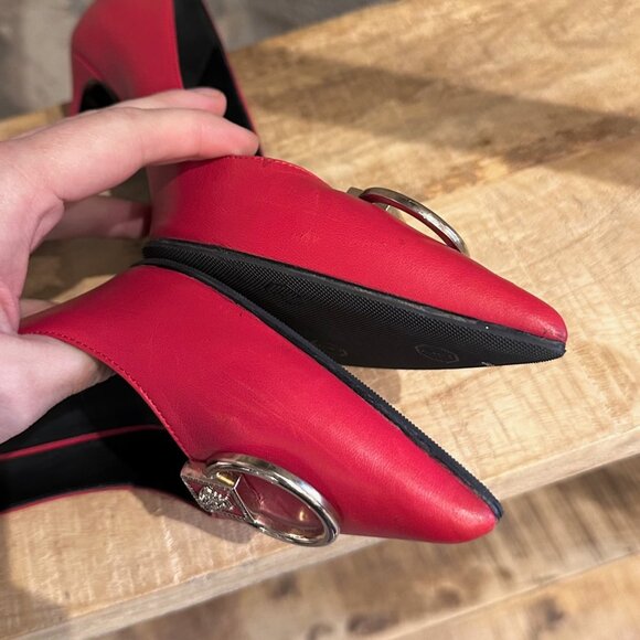 Versace Red Leather Medusa Door Knocker Pumps - Picture 12 of 13